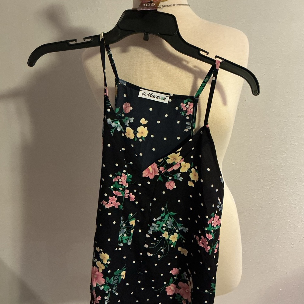 Floral Polka Dot Spaghetti Strap Top